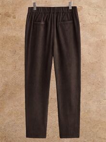 HIMLAND Men's Woven Fitted Casual Long Mid-Waist Straight Leg Dress Pants Suitable For Spring And Summer Halloween Christmas Winter Party Autumn - Brown - View 3