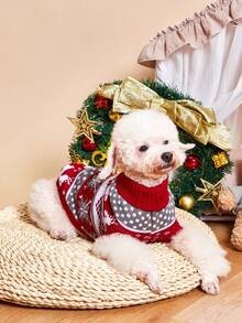 SHEIN 1pc Christmas Reindeer Sweater Is Suitable For Small And Medium Sized Dogs And Cats Christmas Holiday Costumes - Multicolor - View 2