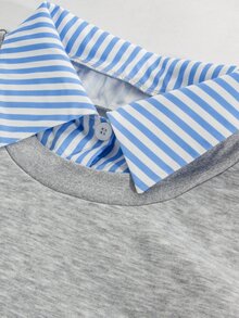 SHEIN ملابس علوية حمل رياضية، ملابس علوية حمل 2 في 1 بتصميم مرقع، ملابس علوية حمل فضفاضة مريحة، ملابس علوية كاجوال متعددة الاستخدامات بأكمام طويلة بتأثير تنحيف - رمادي فاتح - مشاهدة 11