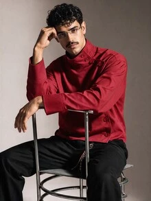 FeverCity Men's Fashion Button Long Sleeve Jacket For Daily Wear - Burgundy - View 10