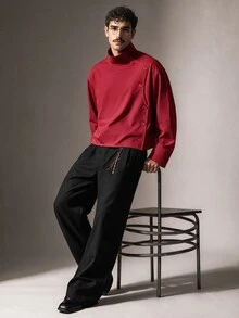 FeverCity Men's Fashion Button Long Sleeve Jacket For Daily Wear - Burgundy - View 8