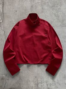 FeverCity Men's Fashion Button Long Sleeve Jacket For Daily Wear - Burgundy - View 3