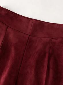 Everyssa Women's Elegant Coffee-Colored High-Waisted Wide-Leg Long Pants - Burgundy - View 5