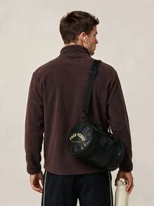 Men's Geometric Pattern Long Sleeve Zip-Up Casual Sports Jacket - Brown - View 2