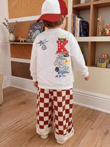 SHEIN Young Boy Cartoon Pattern Kids Knitted Soft Crew Neck Long Sleeve Pullover Sweatshirt And Elastic Waist Long Autumn Pants 2 Pieces Set - Multicolor - View 4