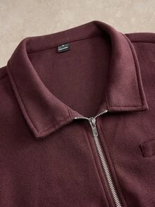 Courvante Men's Solid Color Zip-Up Casual Jacket, Autumn/Winter Men Zip Up Shirt Crop For Jackets Long Sleeve Sweater Business Daily Commute‌ Fall - Burgundy - View 7