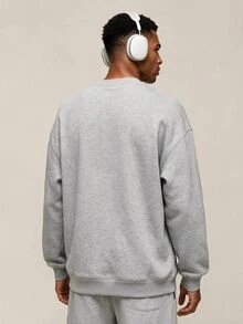 OTTIMOZO Men's Geometric Print Long Sleeve Button Half-Placket Sport Sweatshirt - Light Grey - View 2