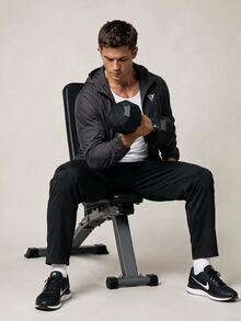 OTTIMOZO Men's Outdoor Zipper Long Sleeve Hooded Sports Jacket - Black - View 4