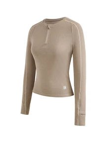 In My Nature Women's Half-Zip Long Sleeve Outdoor T-Shirt - Camel - View 13