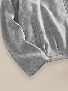 EASEVO Men's Casual Vacation Outdoor Sports College Style Handsome Versatile Open Front Sweatshirt - Light Grey - View 5