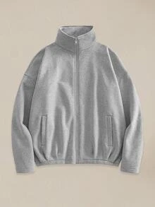 EASEVO Men's Casual Vacation Outdoor Sports College Style Handsome Versatile Open Front Sweatshirt - Light Grey - View 1
