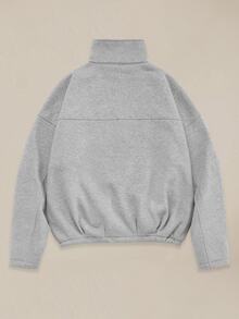EASEVO Men's Casual Vacation Outdoor Sports College Style Handsome Versatile Open Front Sweatshirt - Light Grey - View 3