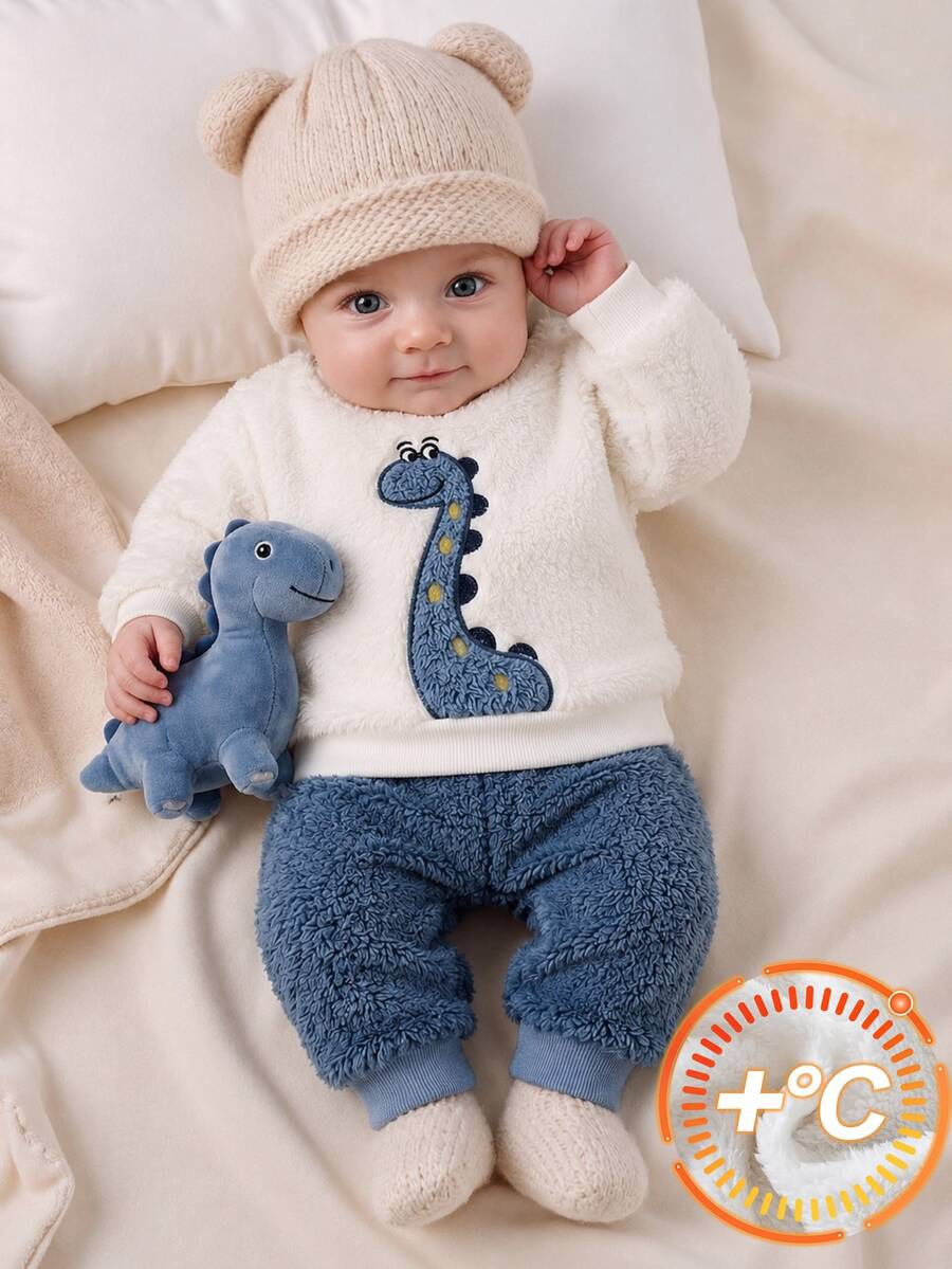 SHEIN Newborn Baby Boy Cute Casual Patchwork Top And Pants Set