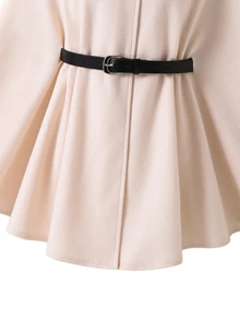 SHEIN Girls' Elegant Wool Cape Cloak, Stylish Autumn/Winter Outdoor Wrap - Beige - View 6