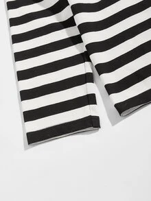 SWAVVY Men Round Neck Color Block Striped Long Sleeve Tee, Fashion, Boyfriend Gift, For Going Out, Summer, For Fall, Couple Things - Black and White - View 5