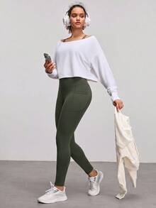 CourtClass CourtClass Women's Colorblock Casual Daily Travel Sports Leggings - Dark Green - View 5
