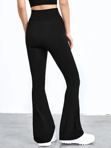 CourtClass CourtClass Tummy Control Flare Leg Sports Trousers - Black - View 4