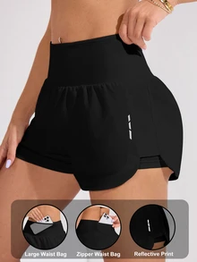 CourtClass CourtClass Active Women's Black Mini Workout Shorts With Functional Pocket And Flexible Fit High Waist Gym Shorts - Black - View 2