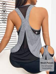 CourtClass CourtClass Women Solid Color Simple Seamless Daily Sports T-Shirt Gym Top Fitted Shirtworkout Tank Top - Light Grey - View 3