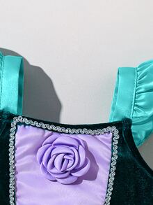 SHEIN 公主風藍宮廷風薄紗寶石嬰兒洋裝 1歲生日家庭套裝 夏季可愛熱帶風 - 淺藍色 - 查看 8