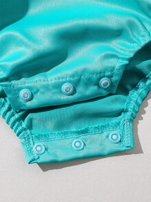 SHEIN 公主風藍宮廷風薄紗寶石嬰兒洋裝 1歲生日家庭套裝 夏季可愛熱帶風 - 淺藍色 - 查看 6