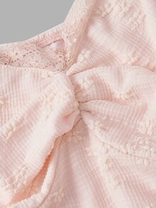 SHEIN MOD Plus Size Pink 2 Pieces Short Top Set Long Sleeve Textured Floral Knit Cardigan And Cami Slim Fit Spring Fall Office Party Coquette Y2K Cute Outfits - Baby Pink - View 6