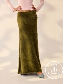 Aralina Women's Chic High Waist Fuzzy Knit Maxi Skirt Perfect For A Party Or Going Out Event Skirt - Dark Green - View 1