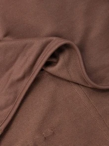 SHEIN MOD كنزة رياضية نسائية مقاس كبير باللون البني بأزرار نابليون وتصميم وهمي من قطعتين، كتل لونية، كاجوال للاستخدام اليومي، مناسبة للمهرجانات والحفلات الموسيقية، خريف/شتاء - بني - مشاهدة 9