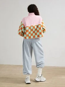 VARSIVA Women's Plaid Colorblock Casual Daily Outdoor Sports Jacket - Multicolor - View 7