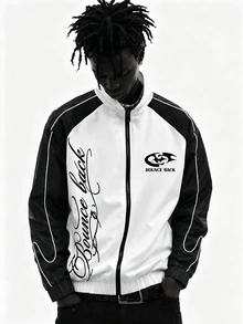 Manfinity EMRG Herrjacka i avslappnad vardagsstil, Ins-stil, streetwear för ungdomar, minimalistisk, lös passform - Multifärgad - Visa 1