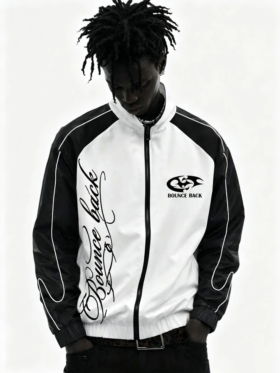 Manfinity EMRG Herrjacka i avslappnad vardagsstil, Ins-stil, streetwear för ungdomar, minimalistisk, lös passform - Multifärgad - Visa 1