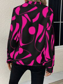 EMERY ROSE Women's Geometric Printed Long Sleeve Shirt Fall Cloth For Women - Black - View 2