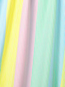 SHEIN Tween Girls Rainbow Striped Printed Camisole Hem Ruffle Vacation Casual Tropical Cute Mini Dress, Daily, Outfit Pink And White Striped Summer - Multicolor - View 6