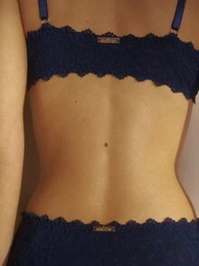 Aralina Women's 2pcs Full Lace Cute Bralette And Shortie With Lace Trim Two Pieces Lingerie Set - Navy Blue - View 7