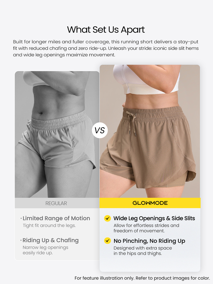 GLOWMODE 4.5" VitalSwift Fast Moves Lightweight Quick-Dry Stretchy Odor Control Side-Split Hem Zipper Pocket Shorts Training Tennis Running Workout Gym Wear - French Vanilla - View 2