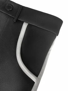 SHEIN Women's Loose Elegant Wide Leg Pants, Black & Beige Color Block, Autumn - Black and White - View 5