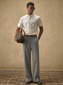 AKNOTIC Men's Woven Fashion Daily Young Casual Loose Solid Color Straight Leg Long Pants - Dark Grey - View 4