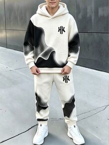 2pcs Baby Boys Sweatshirts Set Casual Navy Blue Colorblock Patchwork Loose Crew Neck Fleece Back To School Fall Outfits Winter - Multicolor - View 1