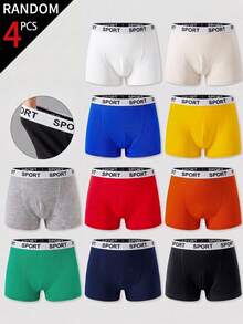 SHEIN Young Boy Surprise Blind Kids Box Minimalist Comfortable Casual Elastic Waist Skin-Friendly Boxer Briefs, Randomly Shipped 4pcs Pieces - Multicolor - View 3