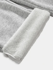 SHEIN Teen Girl Teen Girls Sweatpants, Autumn/Winter Thermal Lined Heather Grey Loose Casual Drawstring Pocket Wide Leg Sweatpants, Suitable For Daily Wear - Light Grey - View 9