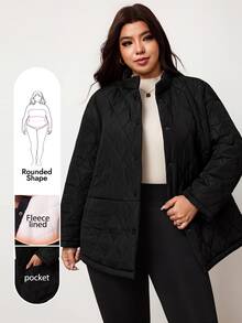 Enliva Plus-Size Women's Black Thick Coat, Autumn And Winter Plus-Size Women's Coat, Suitable For Commuting - Black - View 1