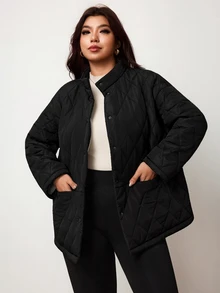 Enliva Plus-Size Women's Black Thick Coat, Autumn And Winter Plus-Size Women's Coat, Suitable For Commuting - Black - View 5