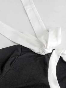 SHEIN فستان حمل نسائي أنيق وعصري باللون الأسود بأكمام طويلة وأزرار زخرفية للخريف - الأسود - مشاهدة 9