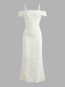 SHEIN Tween Girl Tween Girls Elegant Fashion Versatile Daily Lace Ruched Waist Ruffle Ruched Exquisite Criss-Cross Hem Slit Mermaid Skirt, Solid Color Sleeveless Ruffle Lace Fitted Snug Fit Long Dress Evening Gown, Suitable For Ceremonies, Parties, Christmas, Graduation Prom - Champagne - View 5