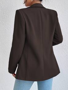 Rafferiza Blazer de manga larga de unicolor y elegante para el trabajo y los desplazamientos - Café integral - Ver 3
