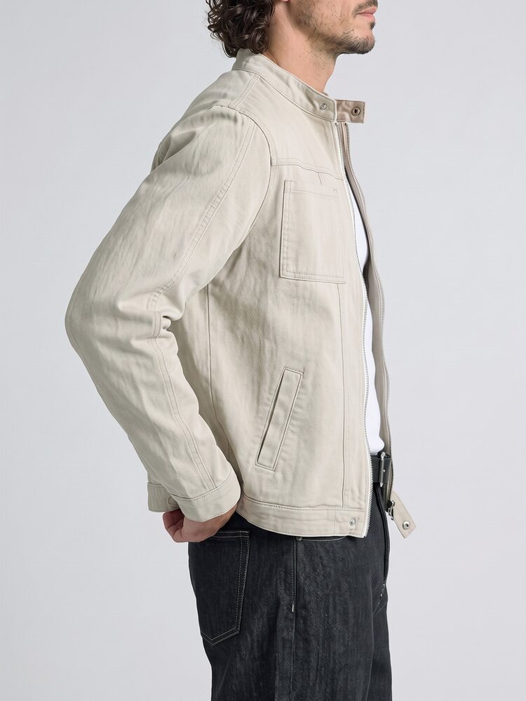 Slateforde Street Casual Slim Fit Stand Collar Denim Jacket, Spring/Summer Men Casual Jacket Vintage Jacket Men Cropped Men Jacket - Khaki - View 3