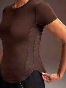 Powerista 女款休閒網布拼接短袖運動T恤 4件組，適用健身房、皮拉提斯、瑜珈、跑步、健身運動、日常戶外 - 彩色 - 查看 3