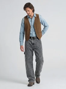 Slateforde Jeans de mezclilla lavados casuales para hombre - Gris Oscuro - Ver 5