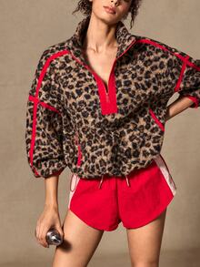VARSIVA Street Leopard Print Long Sleeve Sports Jacket - Multicolor - View 9