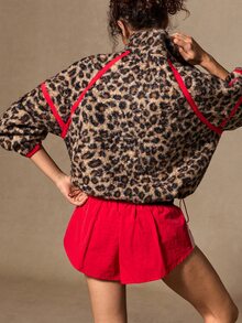 VARSIVA Street Leopard Print Long Sleeve Sports Jacket - Multicolor - View 6